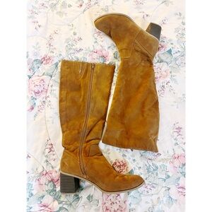 Brown Suede Knee-High Boots